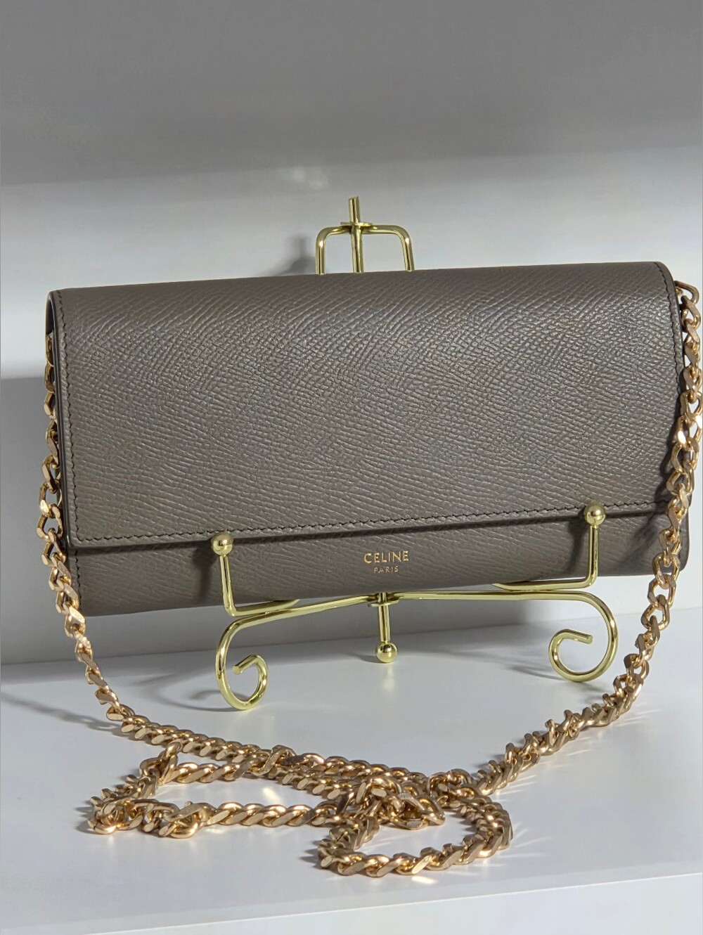 Celine Gray Leather Modern Long Wallet